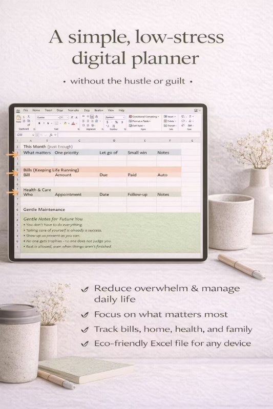 Gentle Life Admin Planner – A Calm Digital System for Everyday Organization