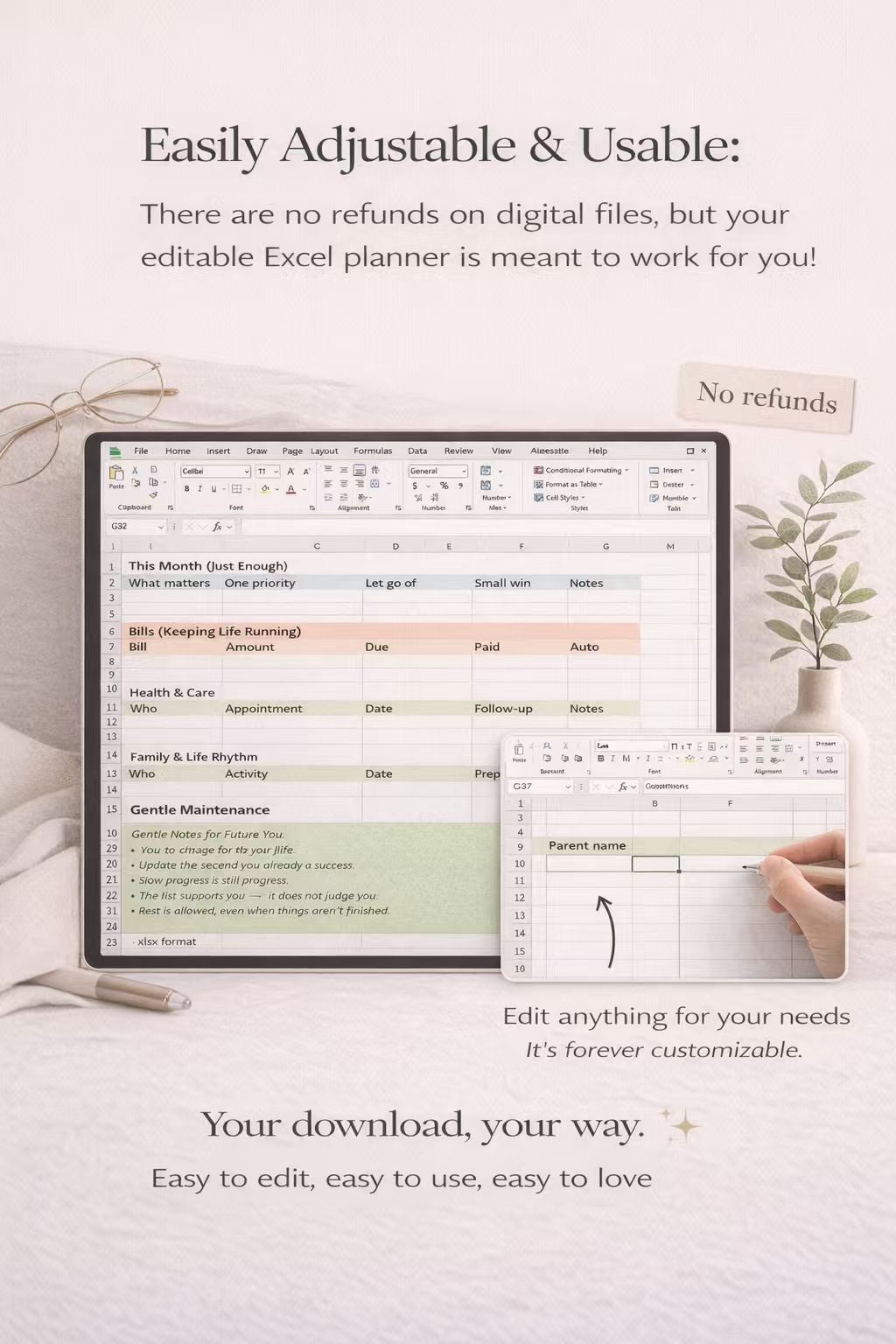 Gentle Life Admin Planner – A Calm Digital System for Everyday Organization